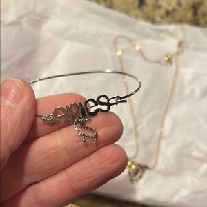 Elegant Gold plated Aries Necklace and Silver Bracelet Set